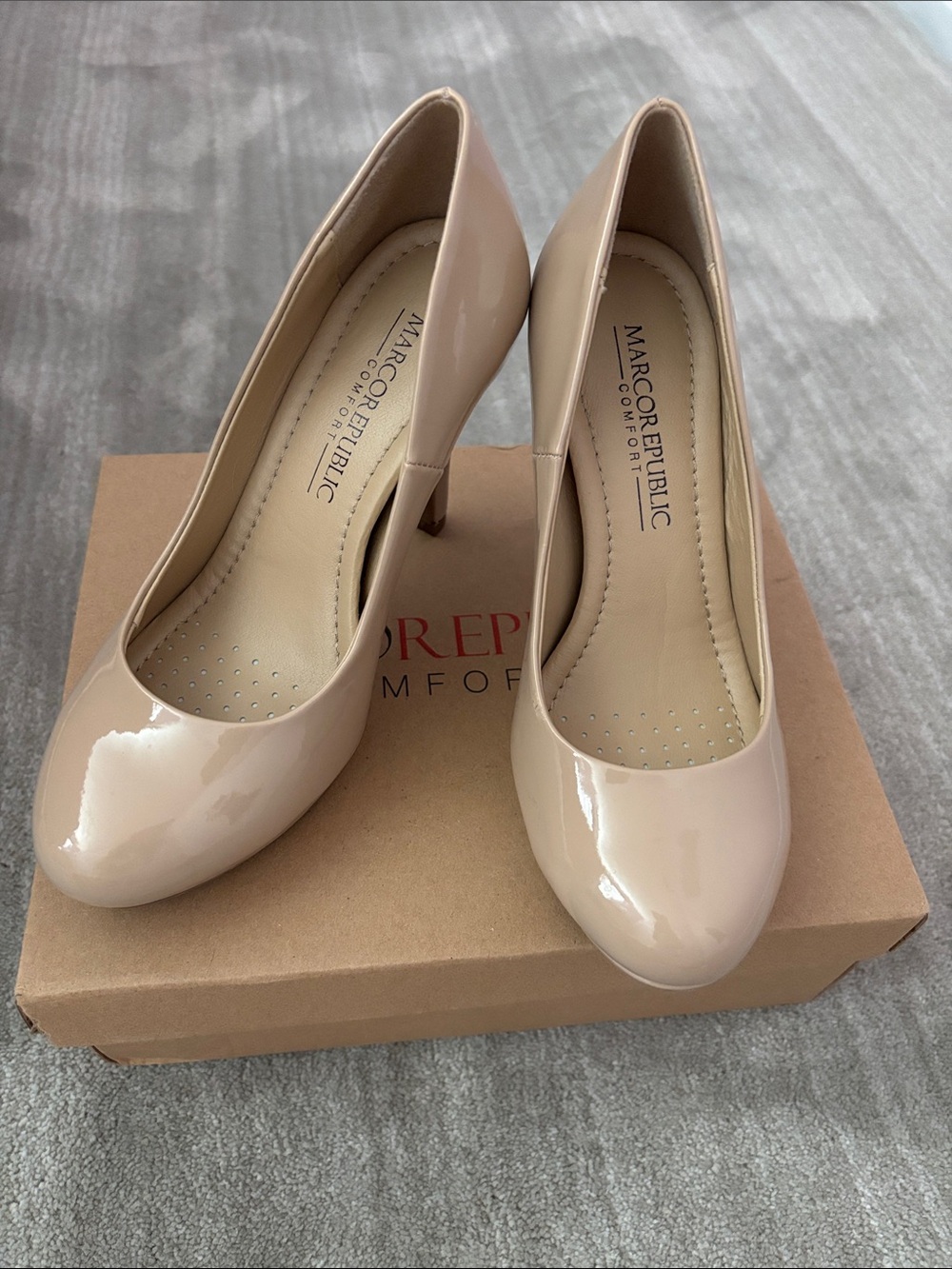 Marcoperepublic Nude Patent Mid-Heel Pumps
